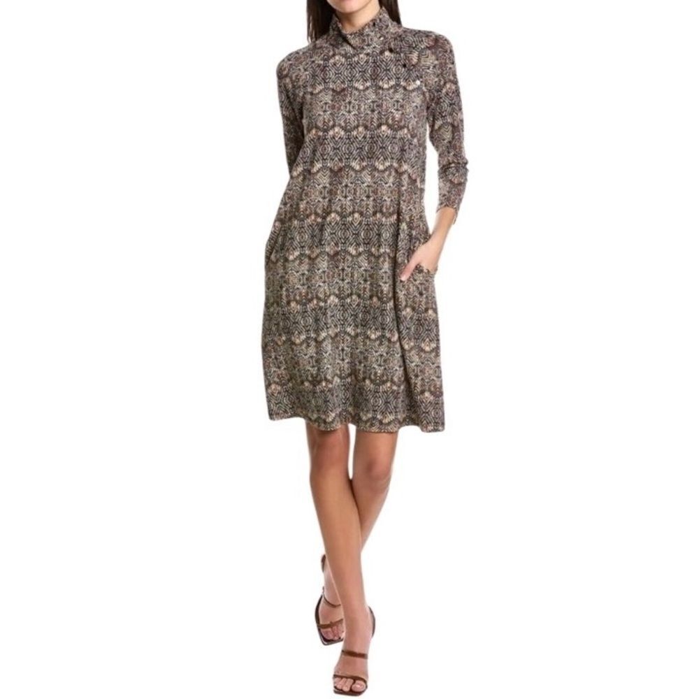 J. McLaughlin Animal Print Shift Dress in Brown/Black/White Women’s M